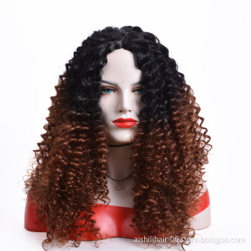 Aishili high quality afro curly short hair without bangs synthetic wigs for black women